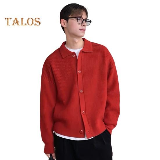 Мужской свитер осень-зима с отложным воротником однобортный на пуговицах свободный кардиган свитер пальто с длинными рукавами трикотажная куртка для работы школы свиданий верхняя одежда M 2398₽