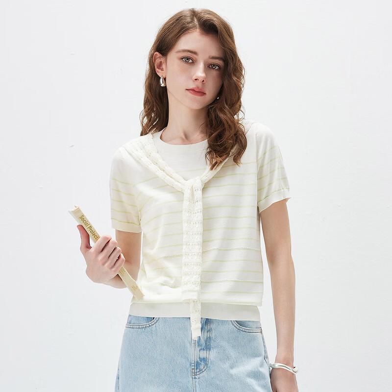 Kemengboka 2026 Spring Summer Women's Silk Blend Knit Tee