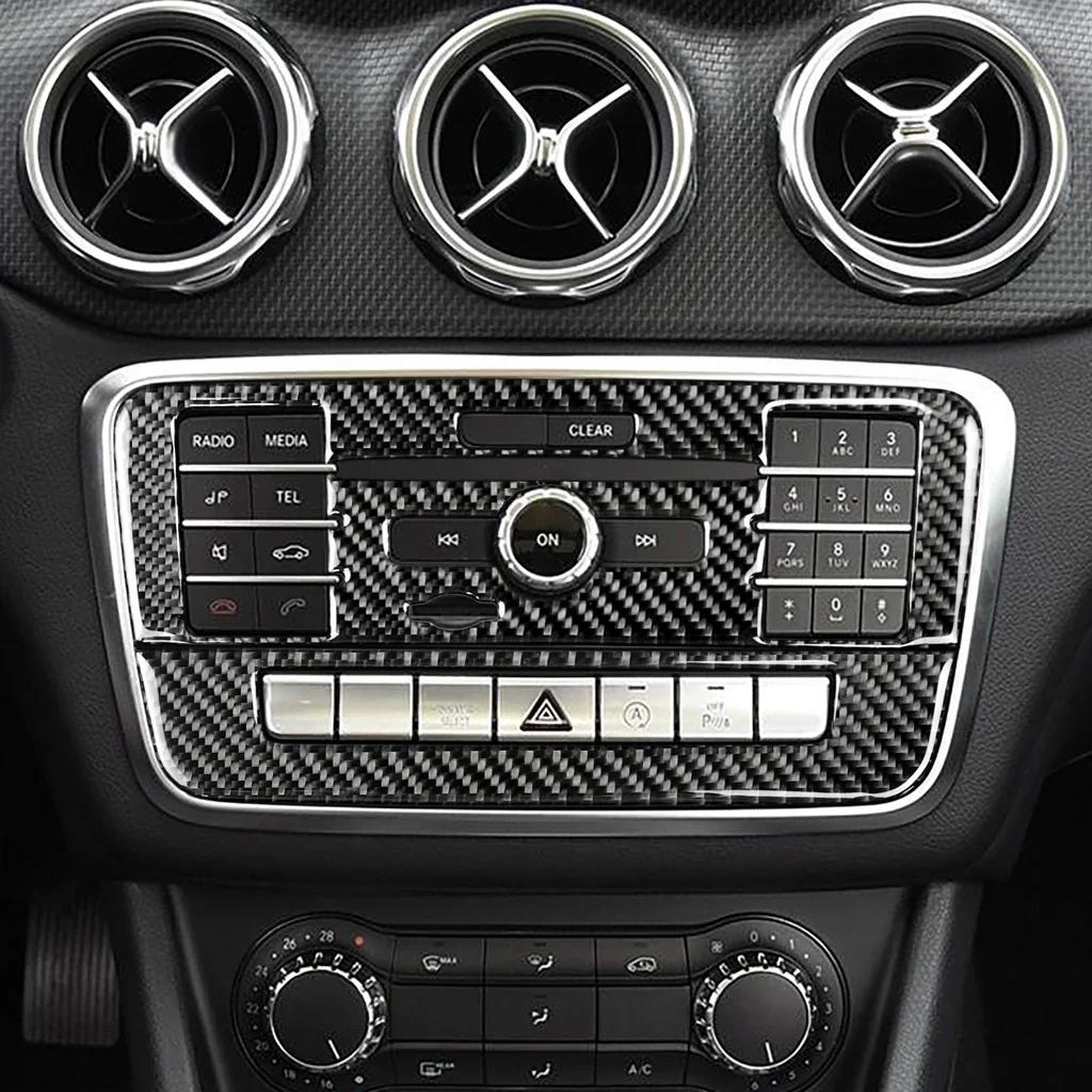 Carbon Fiber CD Air Conditioning Control Panel car Stickers cover For Mercedes W169 W245 W117 W156 A Class B Class CLA GLA