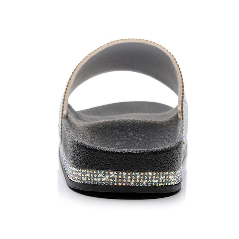 Sandales à plateforme Bling Été Femmes Pantoufle Nouvelle Mode Strass Dame Pantoufle de Plage Chaussures Tongs Slides Talons Hauts WSH3646