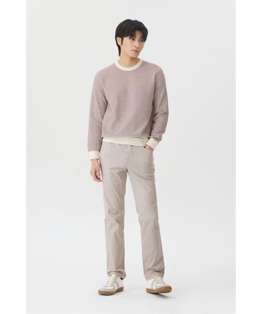 BRENTWOOD [Washable] Knitted Striped Round Neck Sweater Brwas26351Wix