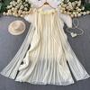 French Holiday Style Beautiful Romantic Three-dimensional Flower Shoulder Dress Female Autumn and Winter Fairy Fluttering Elegant Long Dress