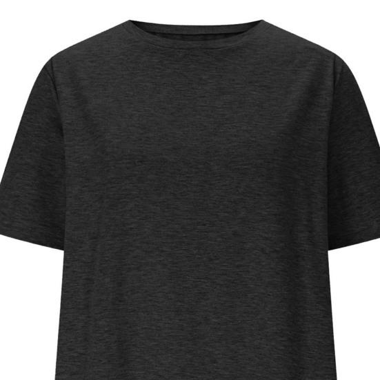 Women Tops Round Neck Short Sleeve Loose Fit Tee Shirt Pure Color Soft Breathable Fabric Summer Tops Casual Sporty Wear
