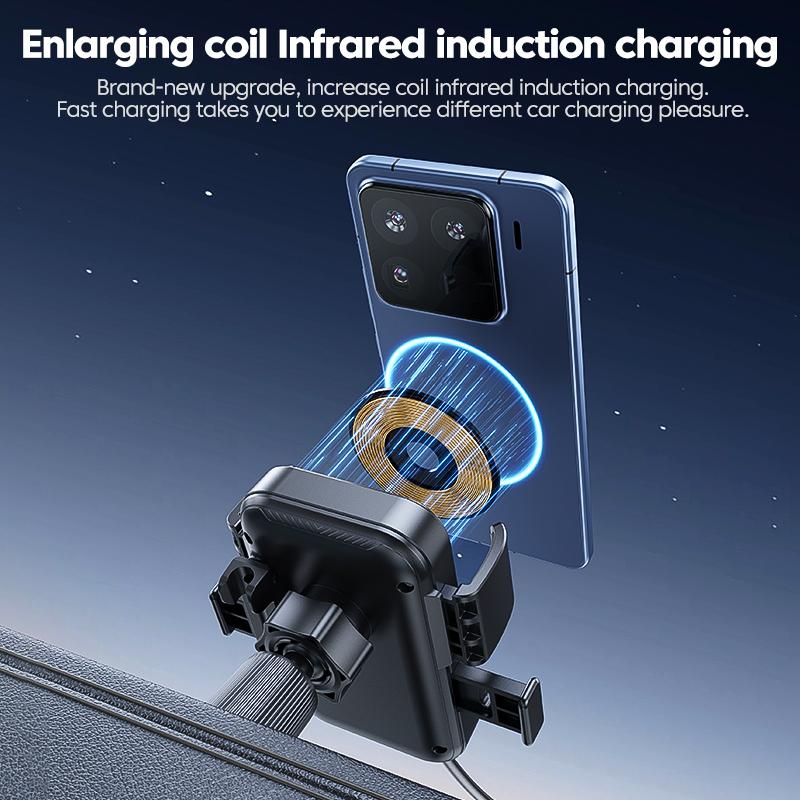 UYUXIO Air Vent Car Phone Holder Manual Clamp Wireless Car Charger 15W Fast Charging Adapter for iPhone Samsung Android Phones
