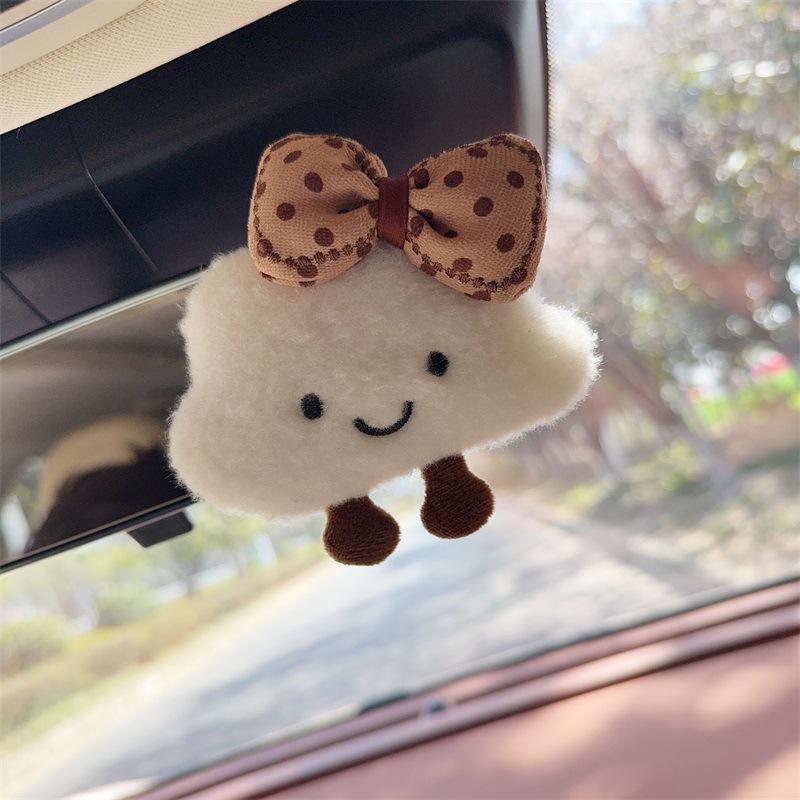 Set Creativo de Adornos de Nube de Dibujos Animados para Espejo Retrovisor - Lindos Accesorios de Interior de Coche Estilo Diosa