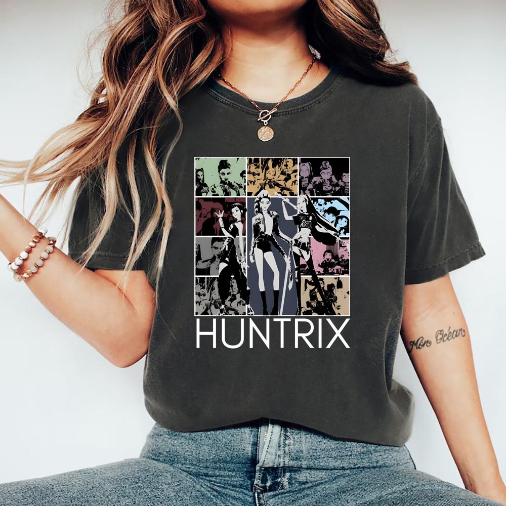 Kpop Demon Hunters T-Shirt Huntrix Girl Band T Shirt Women Short Sleeve Graphic T Shirts Kpop Streetwear Tops Huntrix Fan Gift