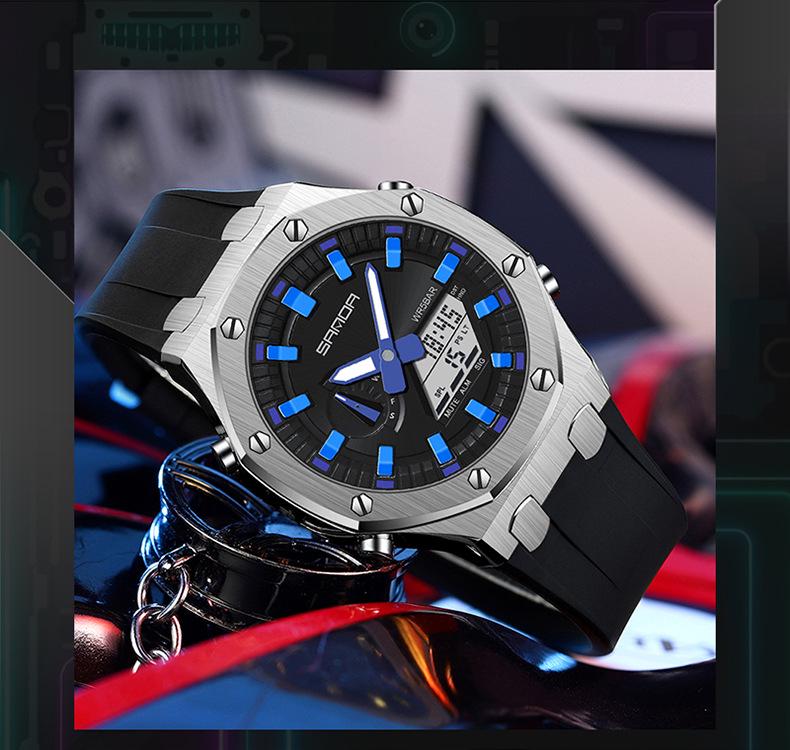 Sanda Octagonal Multifunctional Luminous Waterproof Men's Watch