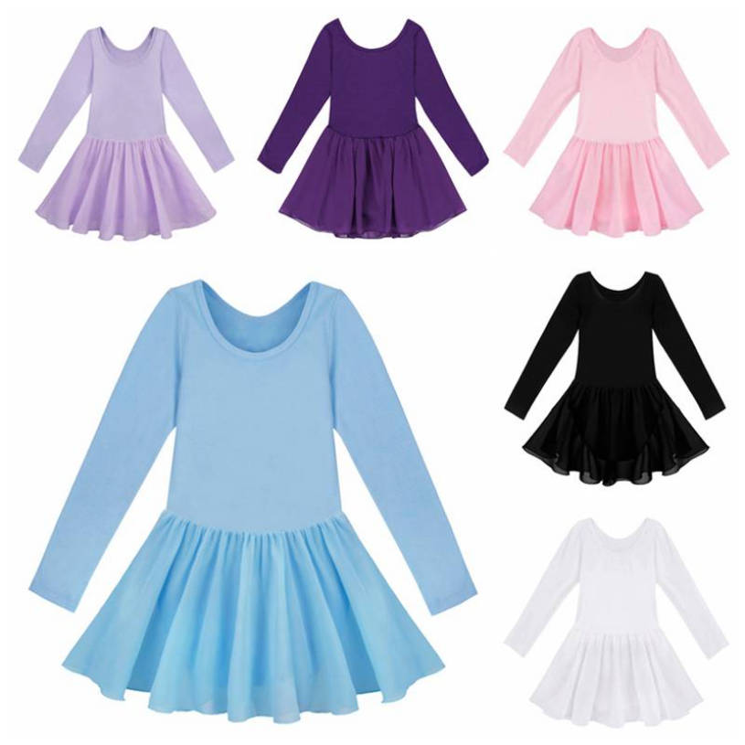 

Діти Дівчата Довгий рукав Балетні танцівниці Трико Сукня Гімнастика Леотард Спідниці Туту 10-12 Years рожевий