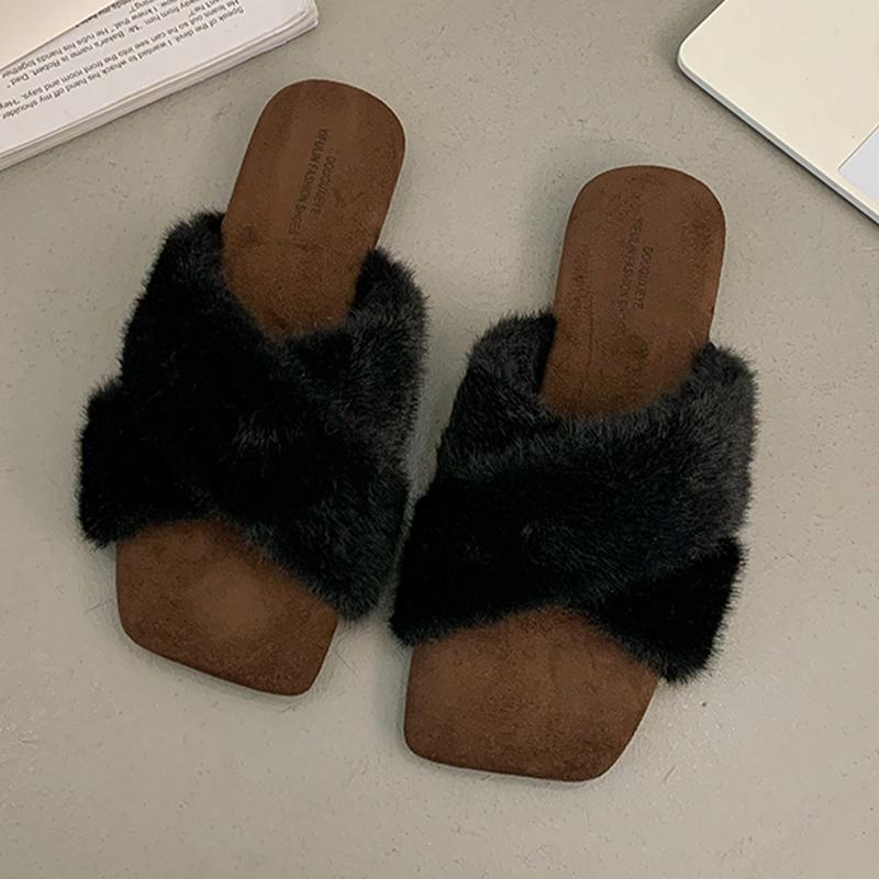 Fashion Flats Women Slippers Leopard Fashion Cotton Shoes Cozy Fur Dress Woman Botas 2025 Winter Casual Designer New Zapatos De Mujer