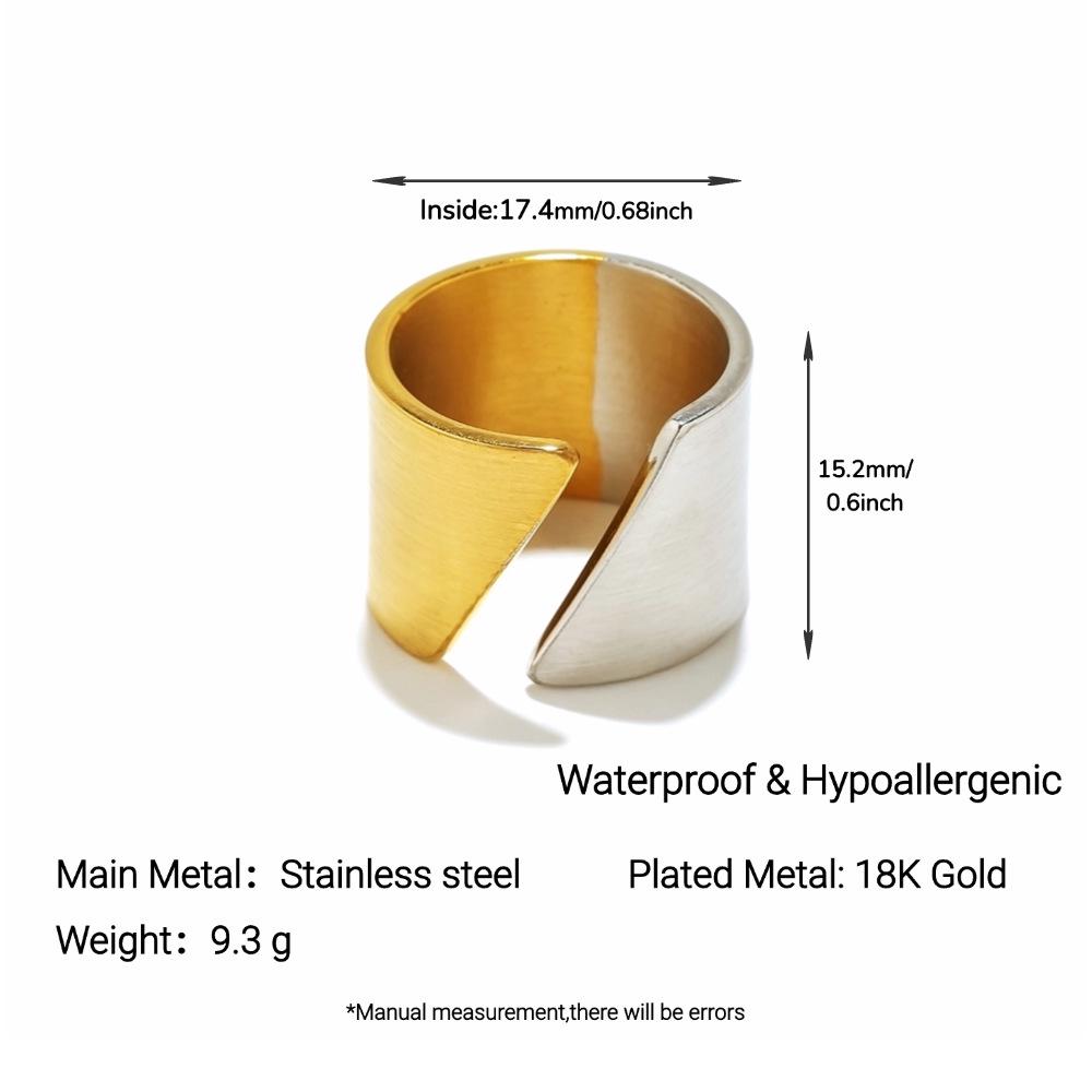 Yingtai Round Geometric Stainless Steel Titanium Ring, 18k Gold-Plated - Trendy Niche Women's Jewelry