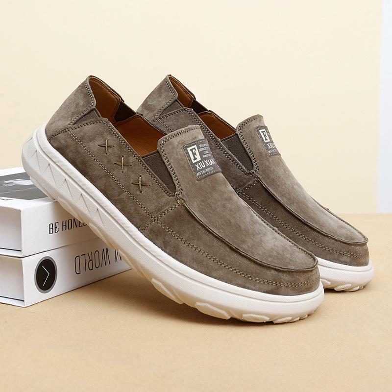 

2024 мужские новые горячо продаваемые туфли Doudou из натуральной кожи для внешней торговли, повседневные мужские туфли на мягкой подошве на одной педали 38 хаки
