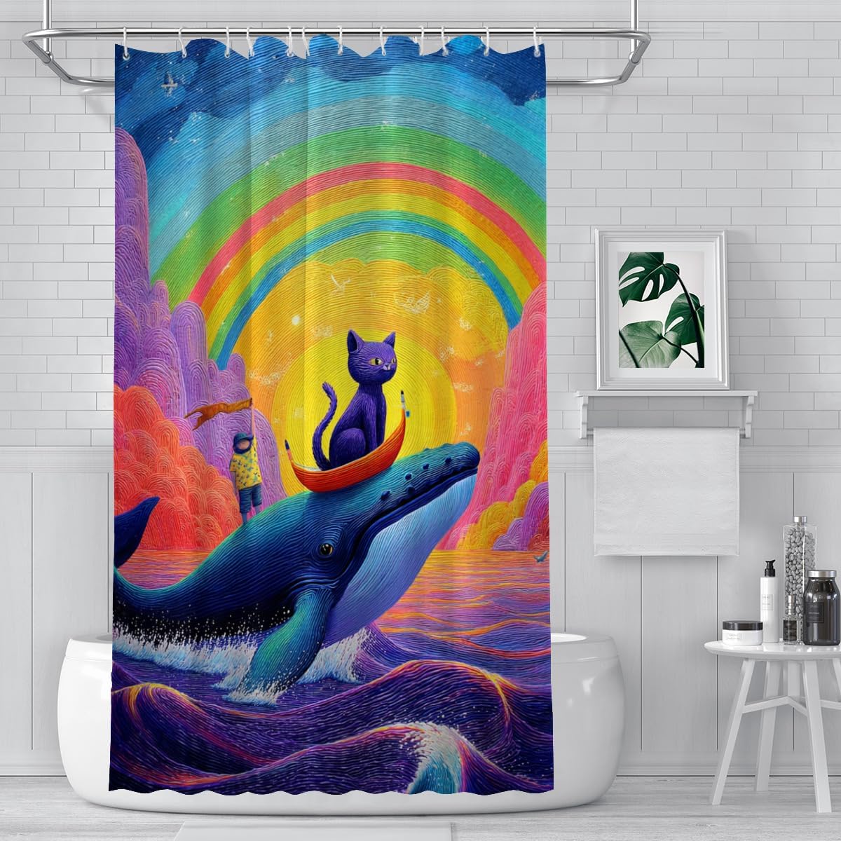 

Сине-белая пересекающаяся листовая шторка для душа, простой тканевый дизайн для декора стены ванной комнаты W120xH180cm