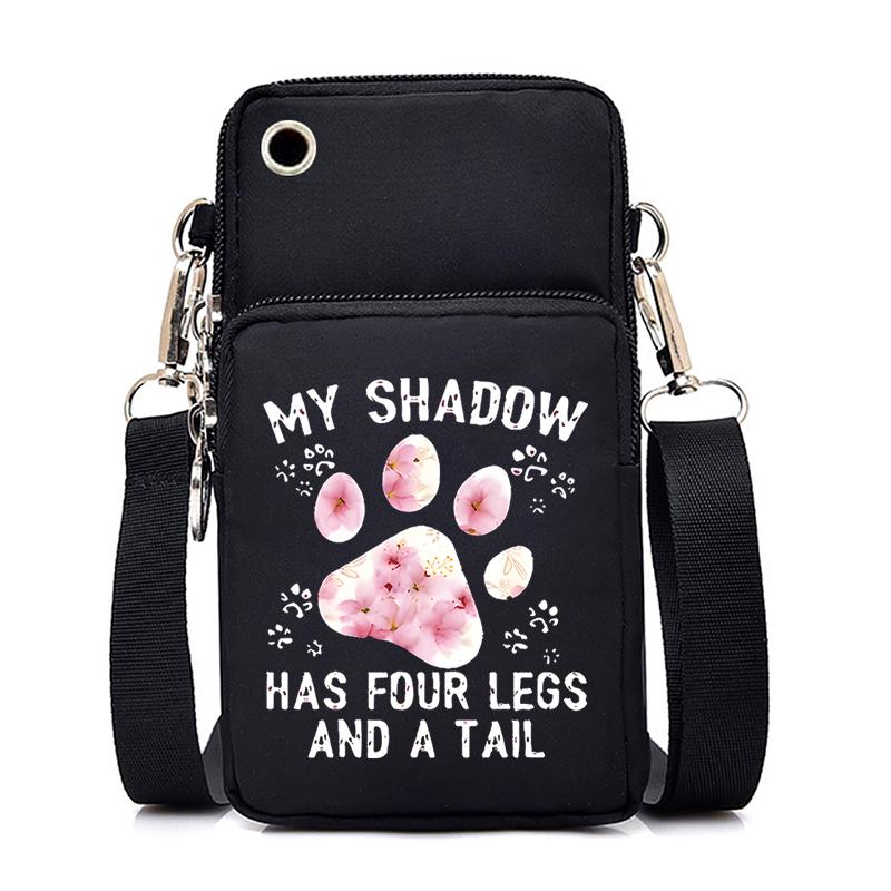 Dog Cat Paw Graphic Women's Mobile Phone Bag Harajuku Cartoon Female Handbag Animal Paw Lovers Small Crossbody Bags Mini Purse