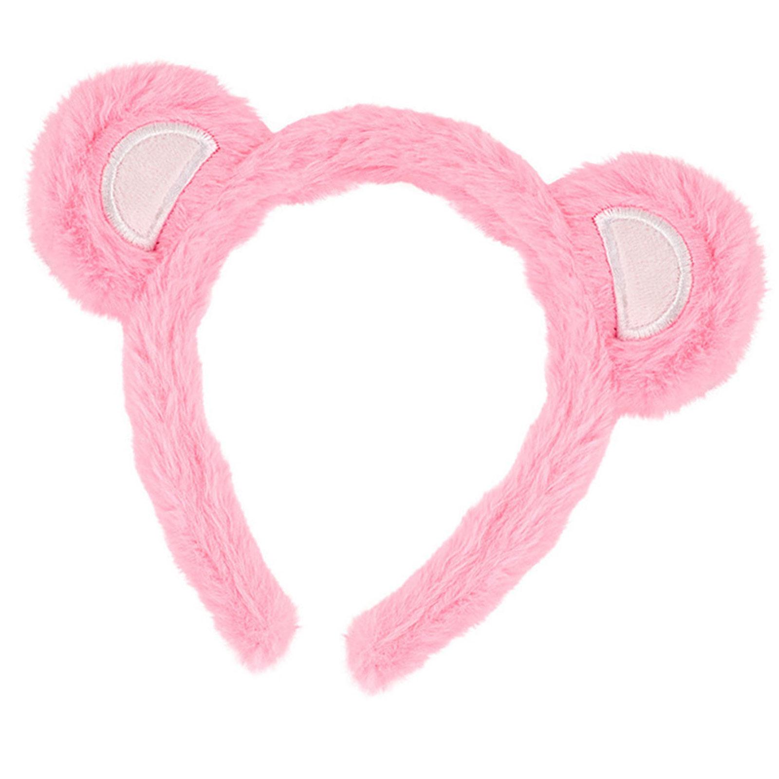 

Пушистые ушки медведя на ободке с регулируемым дизайном для детей и женщин, мягкий плюшевый аксессуар для волос для повседневного использования или вечеринок розовый