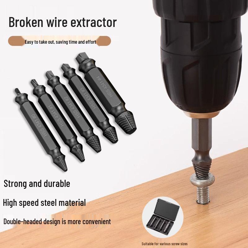 Quick-Thread Bolt Extractor with Anti-Slip Teeth for Short-Head Screws