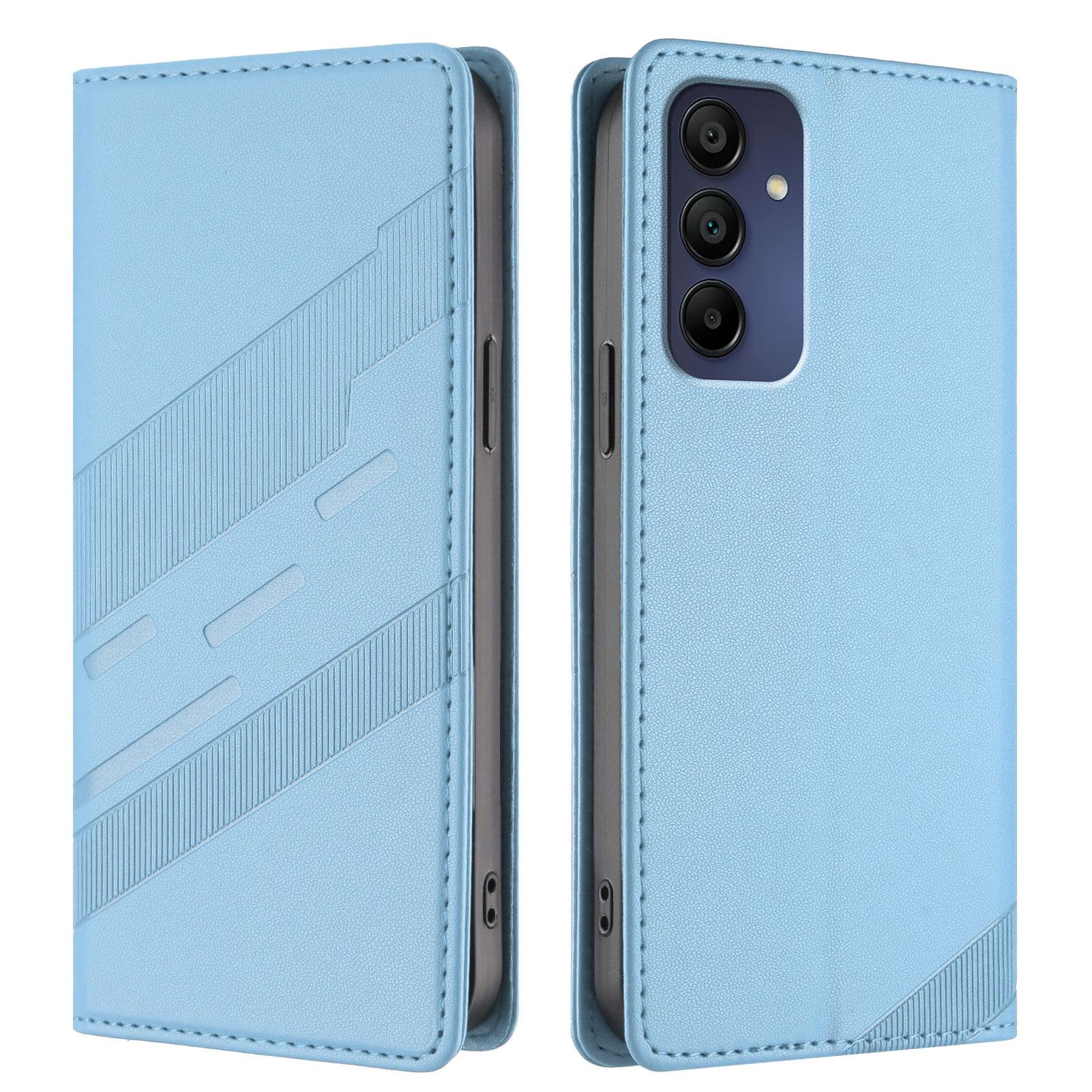 

For Samsung Galaxy A16 4G/Galaxy A16 5G Phone Cases Punk Style Imprinted Wallet Stand Leather Cover Baby Blue
