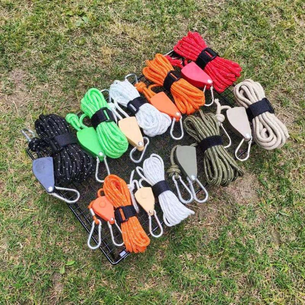 4mm*2m Tightener Fastening Pulley Ratchet Hangers Multicolors Awning Wind Rope Hook  Outdoor Tool