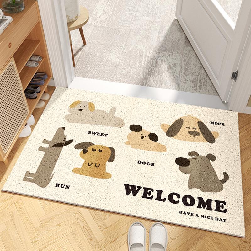 Ins Style Household Entrance Entrance Door Floor Mat, Entrance Door Silk Circle Cartoon Door Foot Mat, Foyer Rubbing Soil Floor Mat