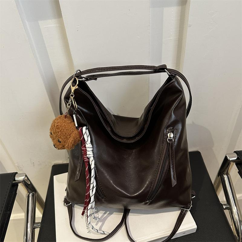 Retro Backpack Bag Women's New Fashion Bag Casual Large-capacity Bear Single Shoulder Oblique Span Bucket Bag