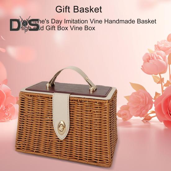 Gift Basket with Swinging Clasp Faux Rattan Woven Basket with Handle Party Favor Storage Basket for Chocolates Candies Wedding Birthday