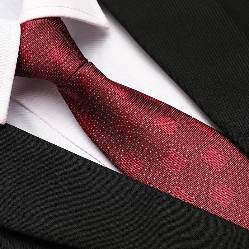 Men'S Formal Wedding Business Tie 8Cm Groom Wedding Banquet Burgundy Tie Hand Zipper Men And Women