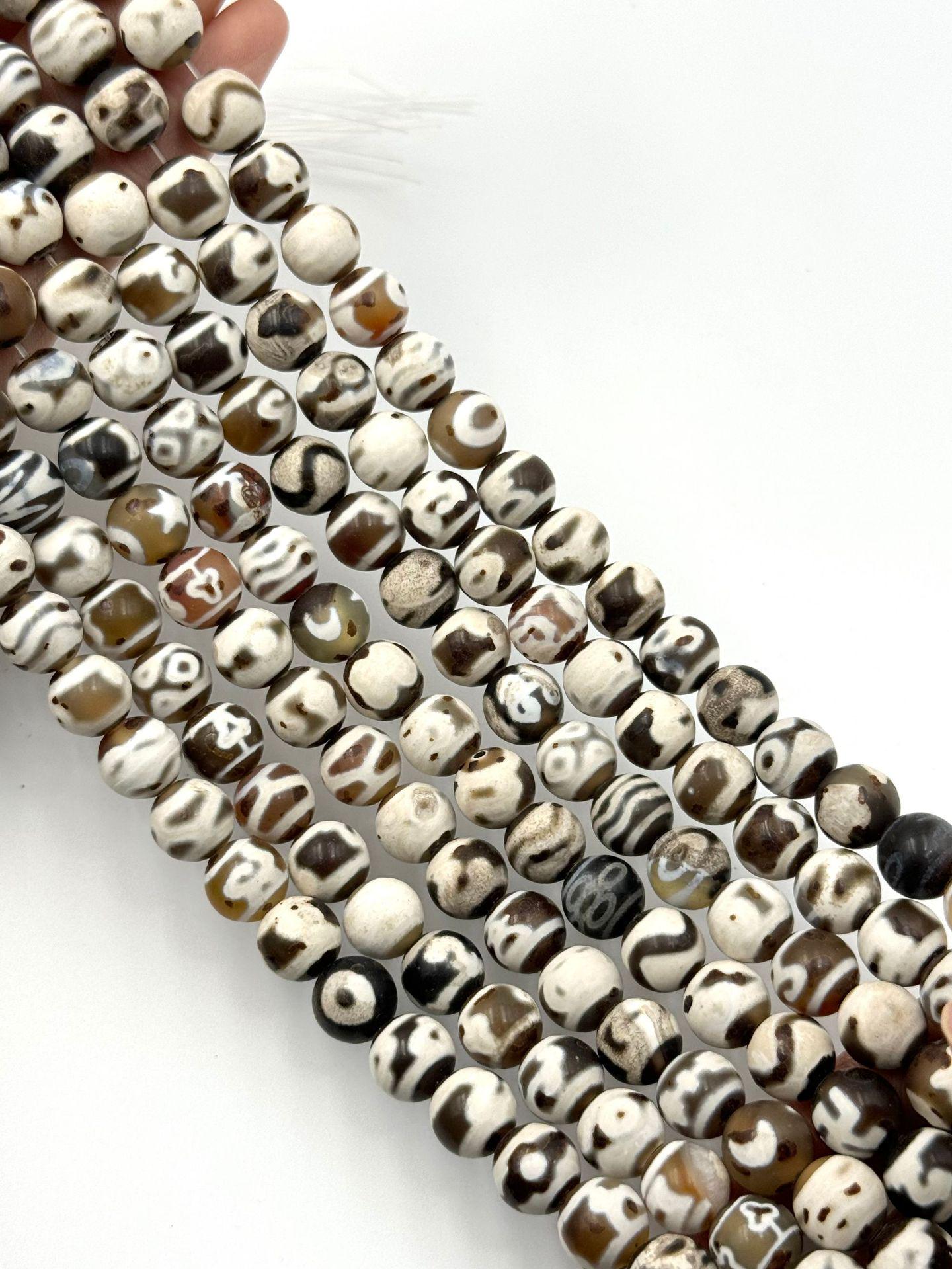 10MM Tibetan Dzi Agate Round Beads for DIY Bracelets & Necklaces 38 beads per strand