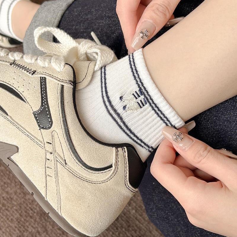 2 Pairs of Embroidered Cartoon Pattern Short Socks, Short-tube Cotton Socks, Breathable and Cute, Suitable for Spring and Summer, Children's Socks