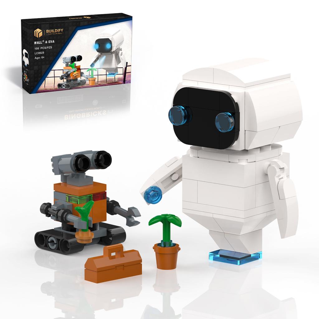 Wall and Eve Building Blocks, Mini Wall Robot Figure Compatible with Lego,STEM Creative Christmas Gifts for Boys, Girls, Kids 6+