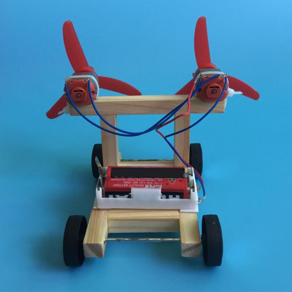 Children DIY Wooden Electric Dual Fan Model Preschool Science Experiments Kindergarten Education Toys