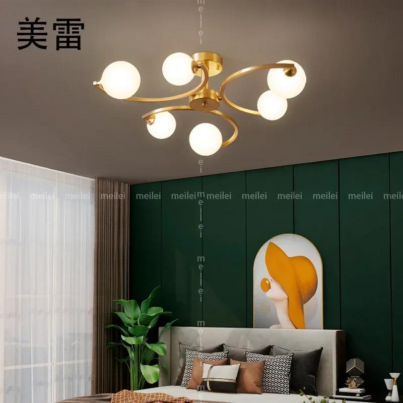 Copper Modern Nordic LED Chandelier For Living Room Bedroom Dining  Kitchen Ceiling Pendant Lamp Gold Glass Ball Light G9