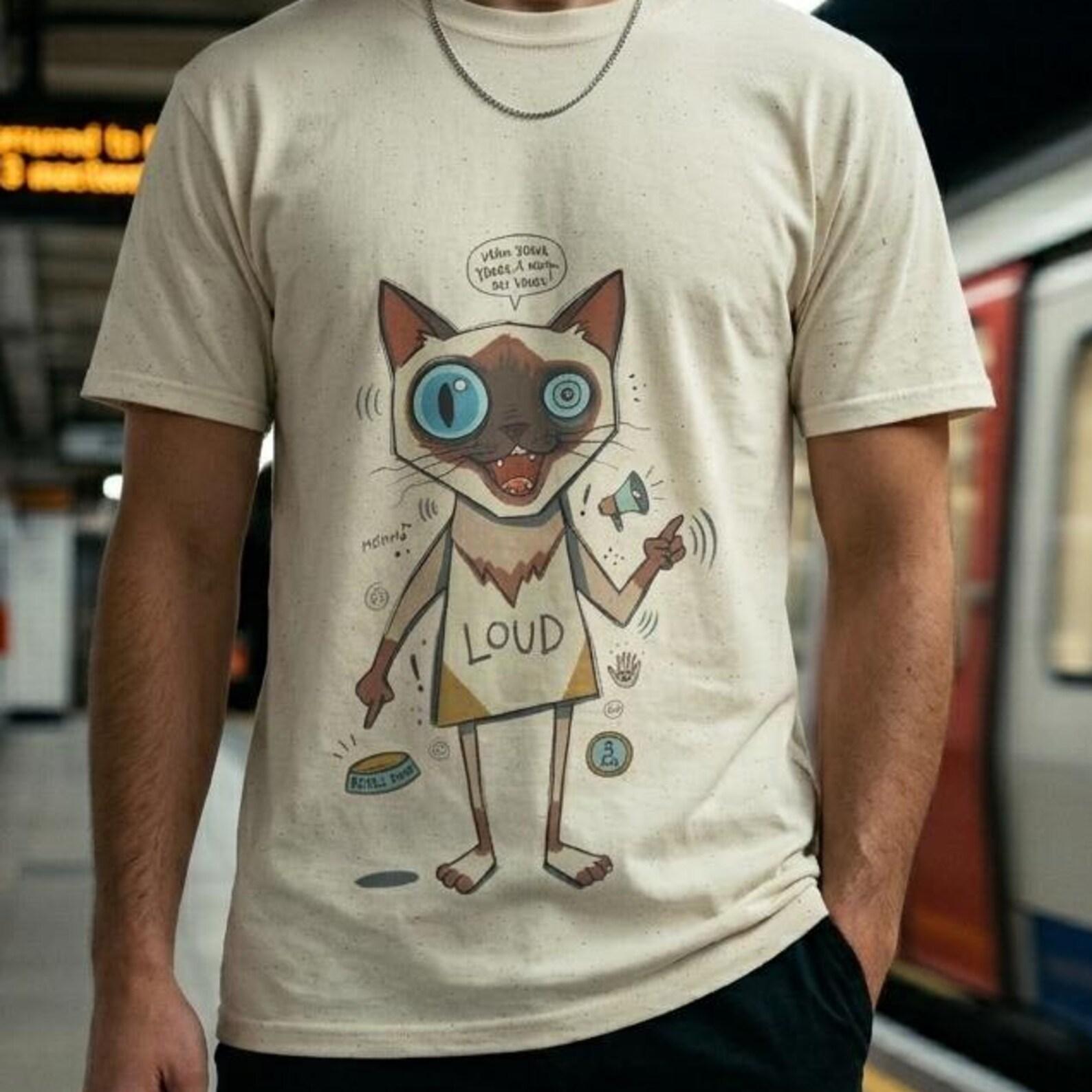 Loud Siamese Cat T-Shirt | Funny Talkative Feline Graphic Tee, 3 AM Meow Shirt S