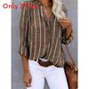 Camicia Casual a Strisce in Misto Cotone a Maniche Lunghe per Ufficio e Uso Quotidiano
