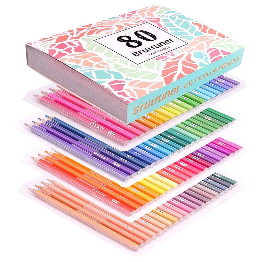 Roleness Colored 80 Adult Coloring Book Beginner and Soft Storage Pencil Sharpener Included Oil-Based Pencils, Colors, Set, Professional, Core, Gift,