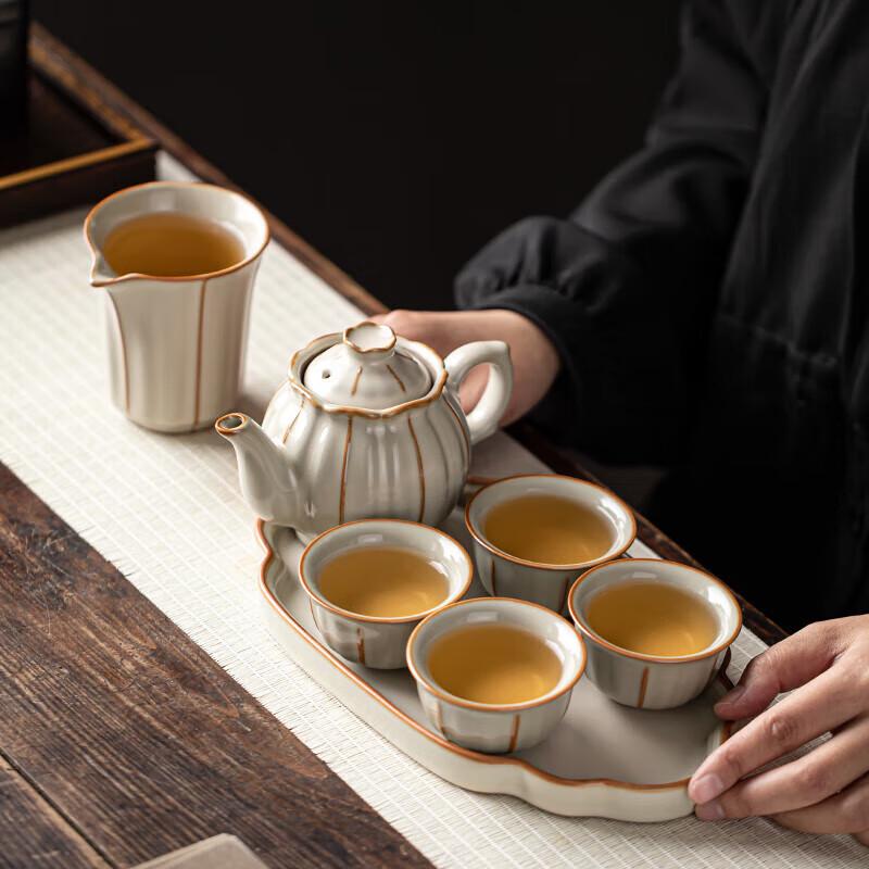 CHANGSHEGNYUAN Ru Kiln Style Portable Ceramic Travel Tea Set