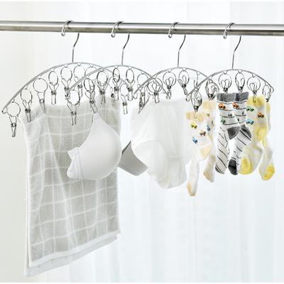 Clothes Hanger 8 Clips Stainless Steel Windproof Clothespins Clothes Drying