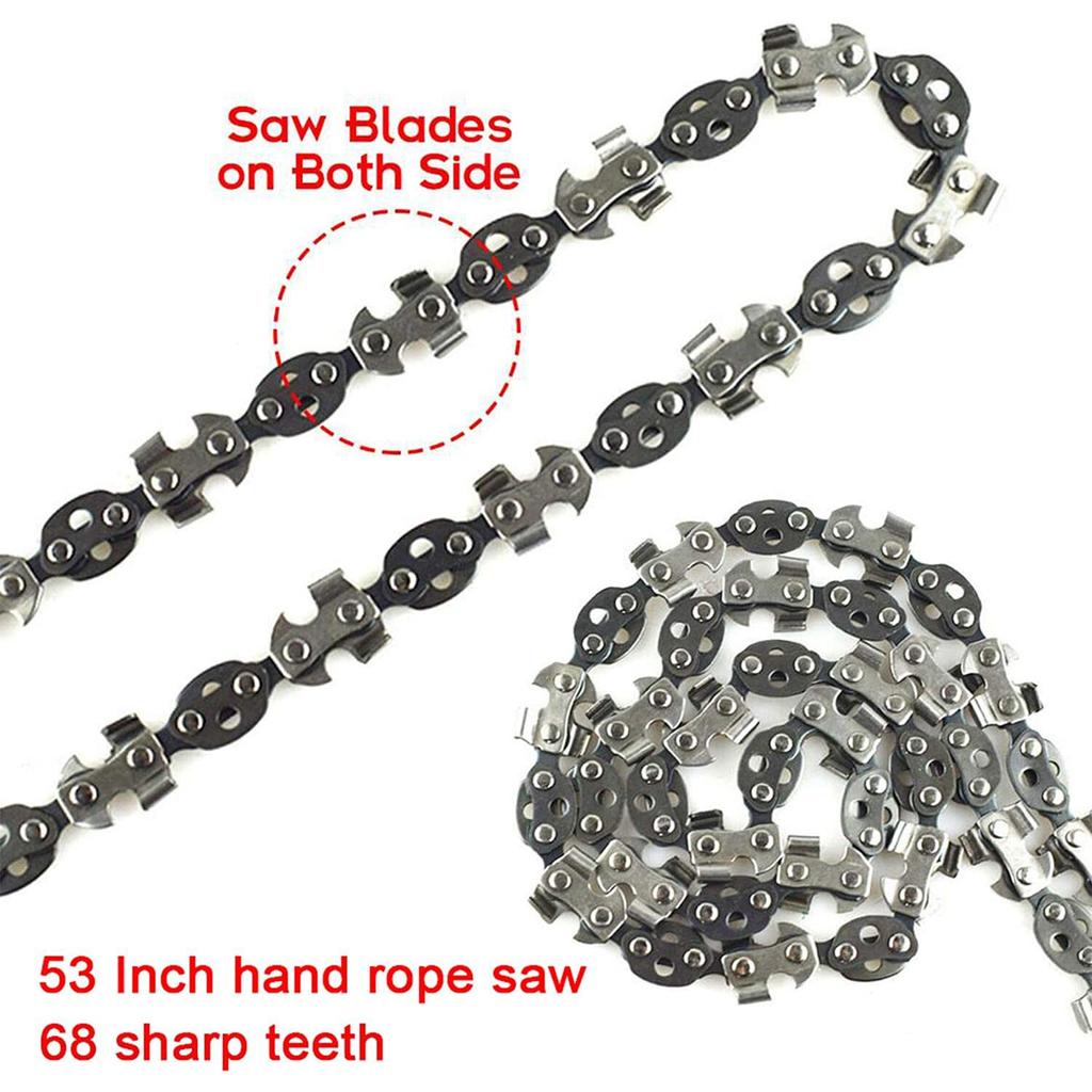53In Hand Rope Chain Saw Sharp Manual Tree Limb Chain Saw 68 Teeth Folding Pocket Rope Chainsaw Tree Cutting Tool for Gardening