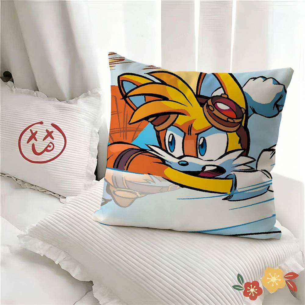 pc Anime TTails Pillow Case Fashion Square Pillowcase Bedroom Sofa Room Ins Decoration Leisure