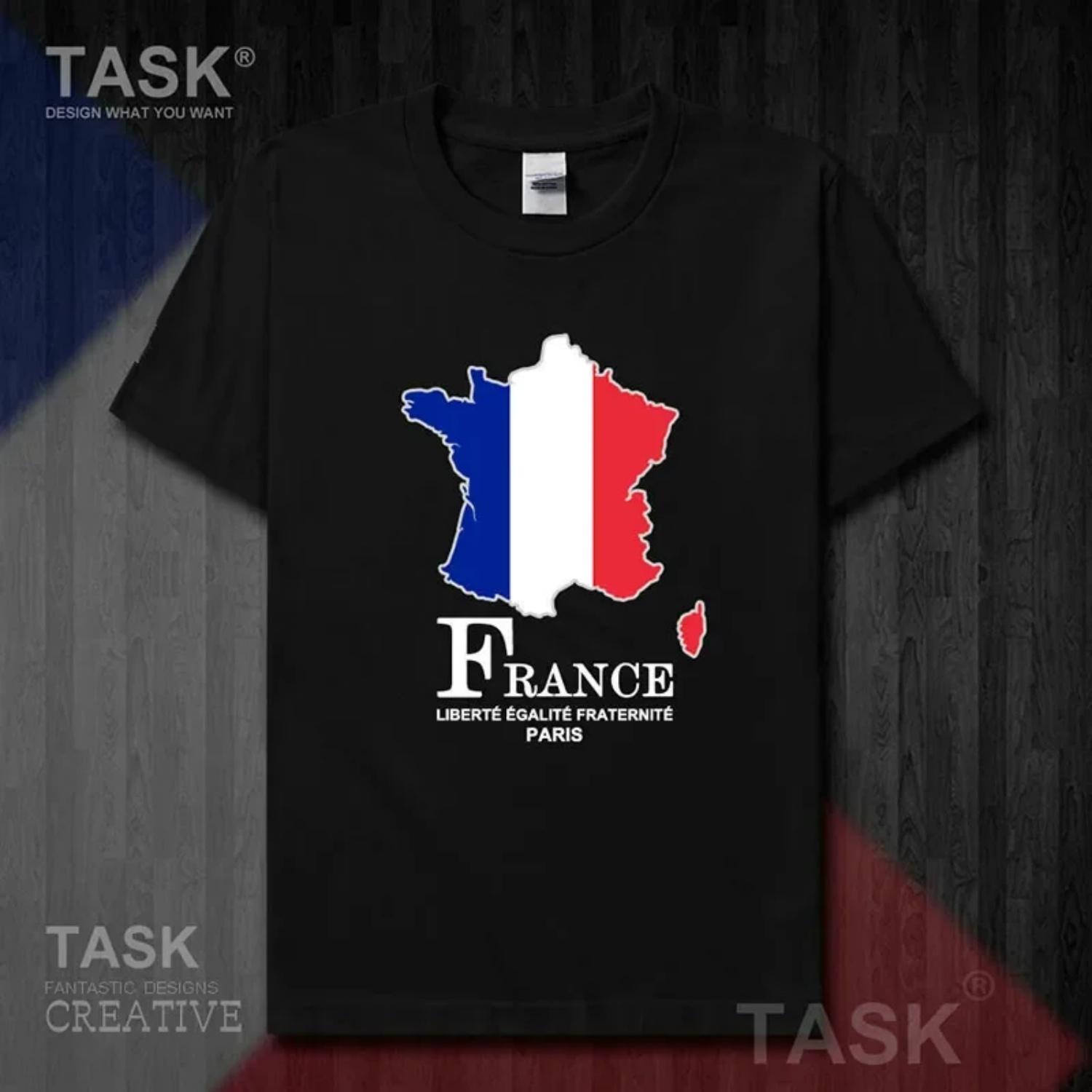 

France National Map Flag Printed T-Shirt Summer Cotton O-Neck Short Sleeve Unisex T Shirt New Size S-3XL S чёрный