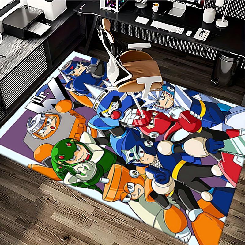 1pc Anime Mega Man Chair Mat - Office Desk Carpet, Non-Slip Rug for Home Decor, Gaming Room, Bedroom, Living Area, Birthday Gift, Seasonal Decoration.