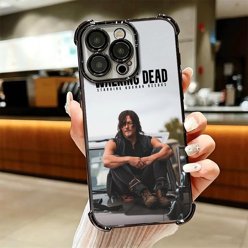 The Walking Dead Daryl Dixon Plating Phone Case For Iphone 16 17 Pro Max Air 16E 14 15 Plus 12 13 Mini Anti-Fall Airabag Cover