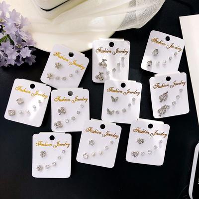 Color Retention Stud Earrings, Fashionable Geometric Zircon Three-Piece Earrings, Simple Trend Jewelry