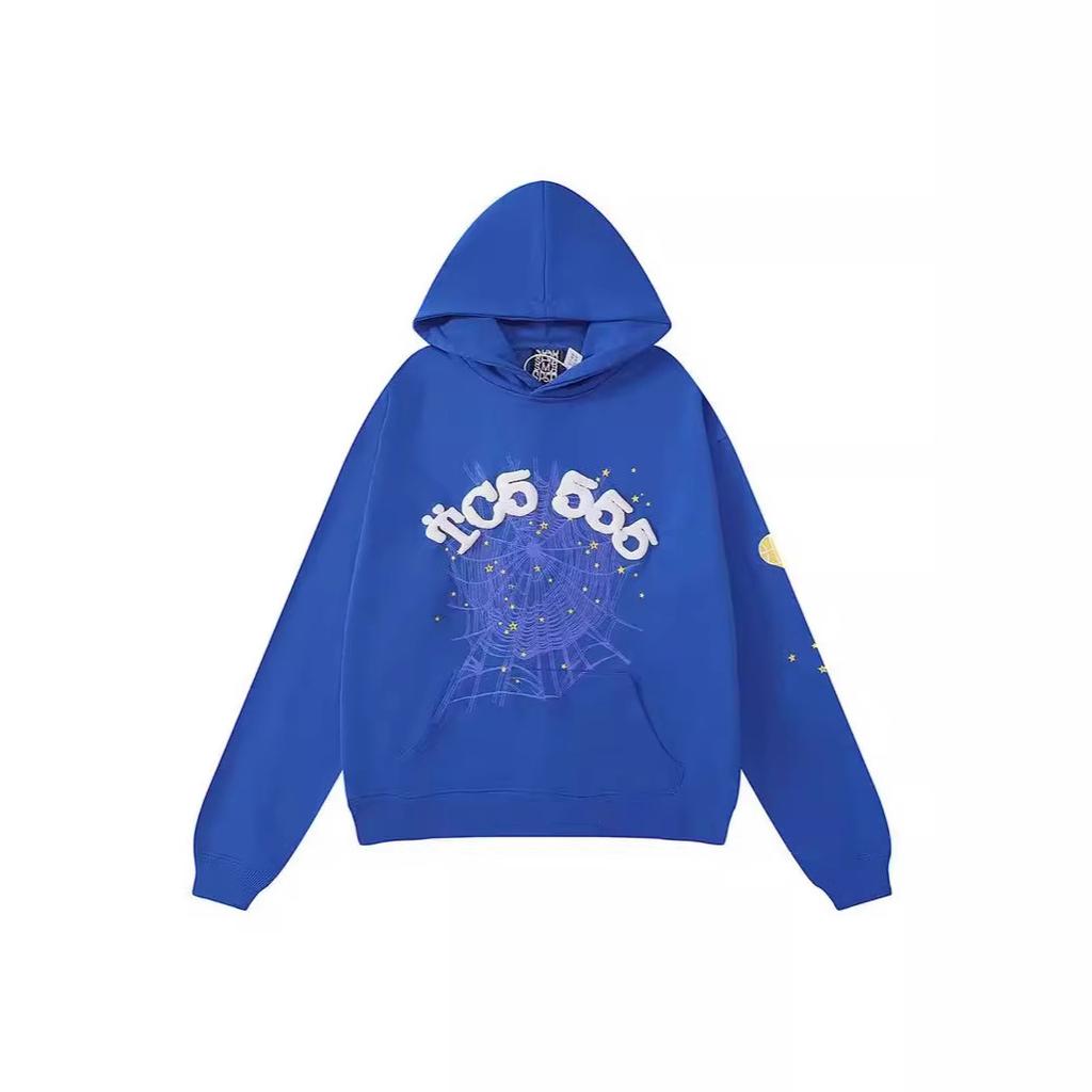 Unisex Loose Fit Two Piece Tracksuit Long Sleeve Hoodie Elastic Waist Sweatpants Spider Rhinestone Print Streetwear Matching Outfit Set