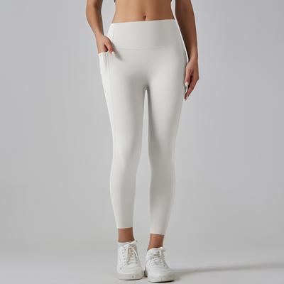 High Waisted Nude Yoga Pants For Women, Seamless Quick Drying Tight Fitting Pockets, Running And Sandblasting Fitness Pants