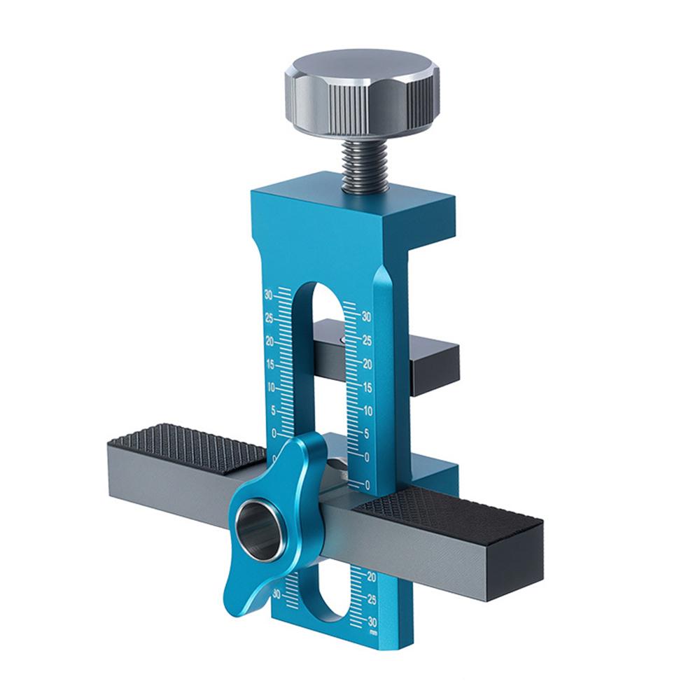2-in-1 Aluminum Alloy Jig 10mm Drilling Guide Locator Cabinet Door Installation Positioner Can Clamp 7mm-40mm Thickness Boards