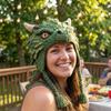 Warm Animal Hood Knitting Hat Adorable Woodland Animal Headwear Dragon Wolf Frog Hat  Party Cosplay