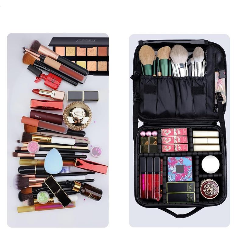 Women's cosmetic bag organizer case with compartments, perfect for traveling
