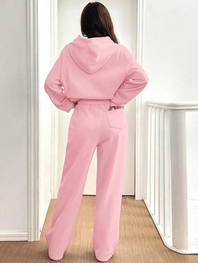 2-Piece Women's Casual Warm Lined Hoodie & Pants Set - Autumn/Winter Sportswear