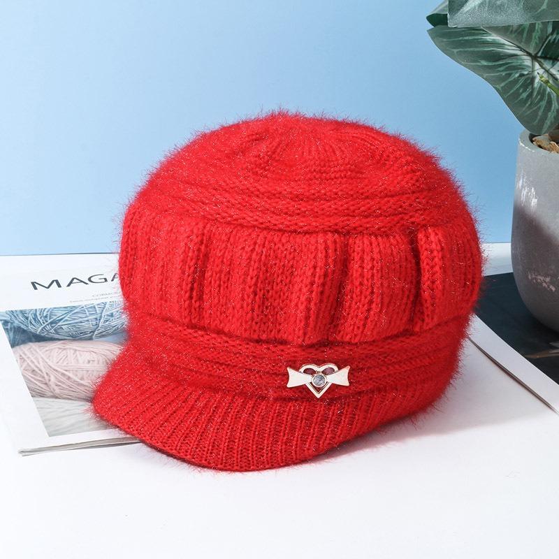 Nye luer for middelaldrende og eldre, ullluer for kvinner, luer til varm vinter, gamle dameluer i plysj, høst- og vinterstrikkeluer