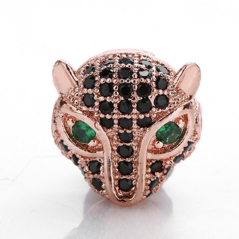 10 Pcs/lot Leopard Head Micro Inlaid Zircon Accessories Bracelet Hand String DIY Beads for Jewelry Making Supplies Wholesale