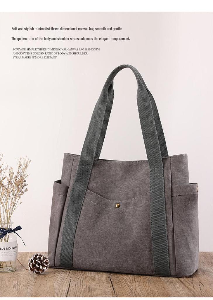 2025 Women's Large Canvas Tote: Fashionable, Artistic, and Simple Design with Single Shoulder Strap